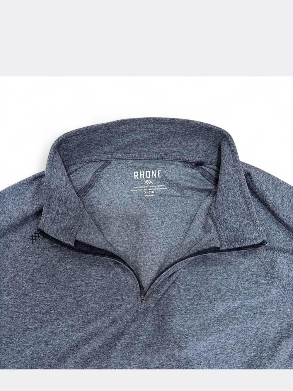 RHONE Men's Heather Navy Quarter-Zip Pullover